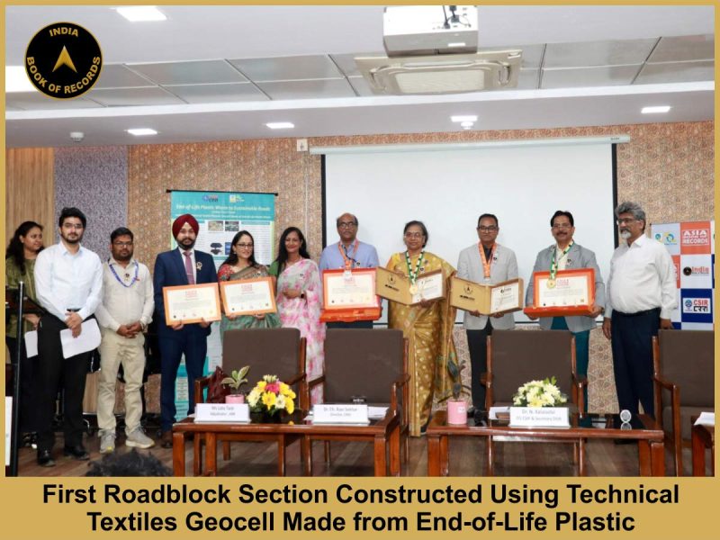 First Roadblock Section Constructed Using Technical Textiles Geocell Made from End-of-Life Plastic