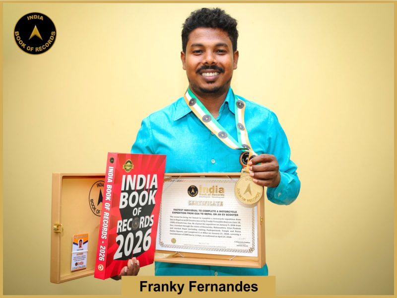 Image of Franky Fernandes, Fastest individual to complete a motorcycle expedition from Goa to Nepal on an EV Scooter.
