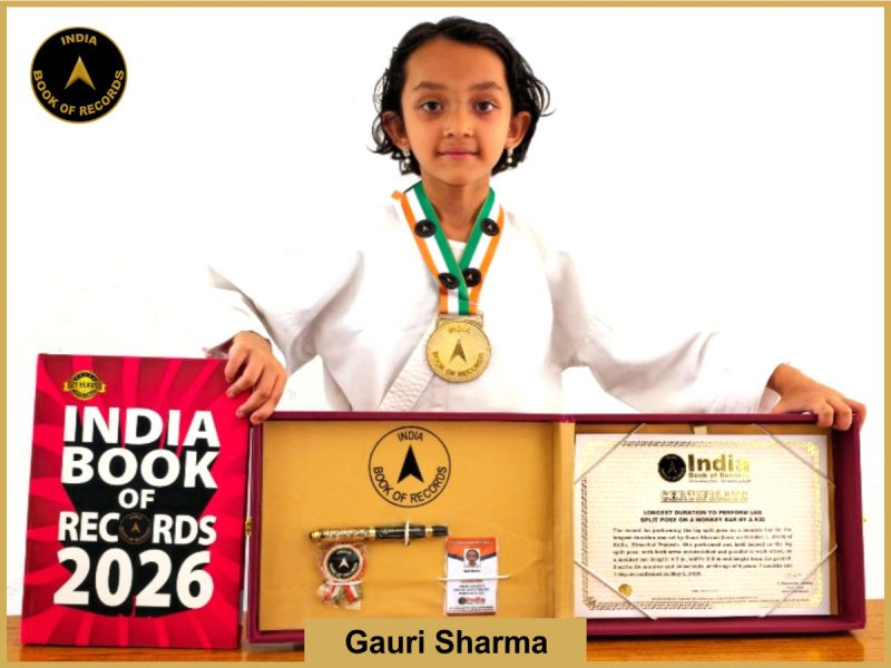 Image of Gauri Sharma, Longest duration to perform leg split pose on a monkey bar by a kid.