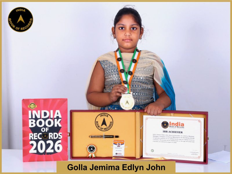 Pic of Golla Jemima Edlyn John with IBR Achiever Certificate.