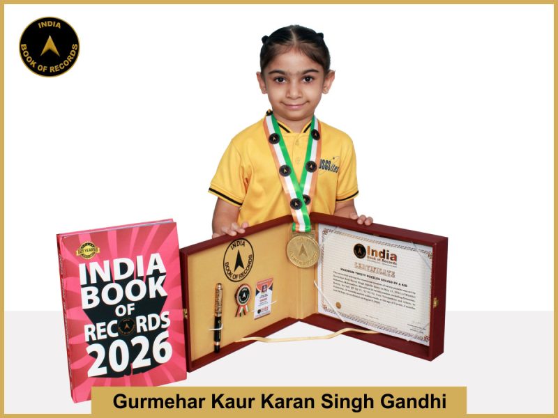 Pic of Gurmehar kaur Karan singh gandhi, Maximum twisty puzzles solved by a kid.