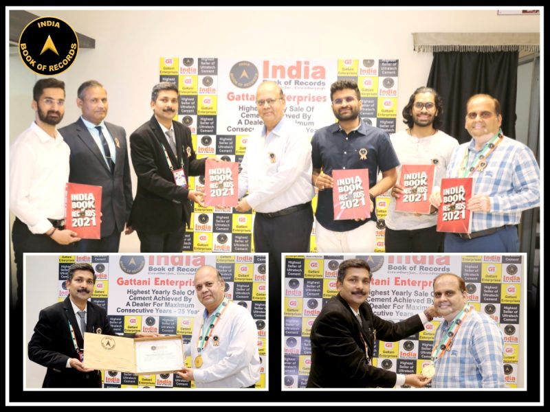 HIGHEST YEARLY SALE OF CEMENT ACHIEVED BY A DEALER FOR MAXIMUM CONSECUTIVE YEARS