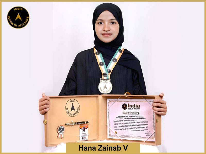 Image of Hana Zainab V, Freehand pencil sketches of maximum monuments and landmarks drawn by a teen.