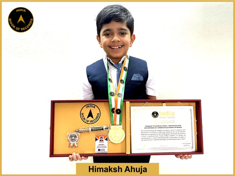 Image of Himaksh Ahuja, Youngest to achieve a Level 1 certificate with distinctions in 3 Grades in Electronic Keyboard.