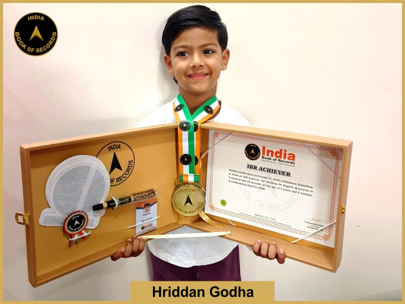 Image of Hriddan Godha with IBR Achiever Certificate.