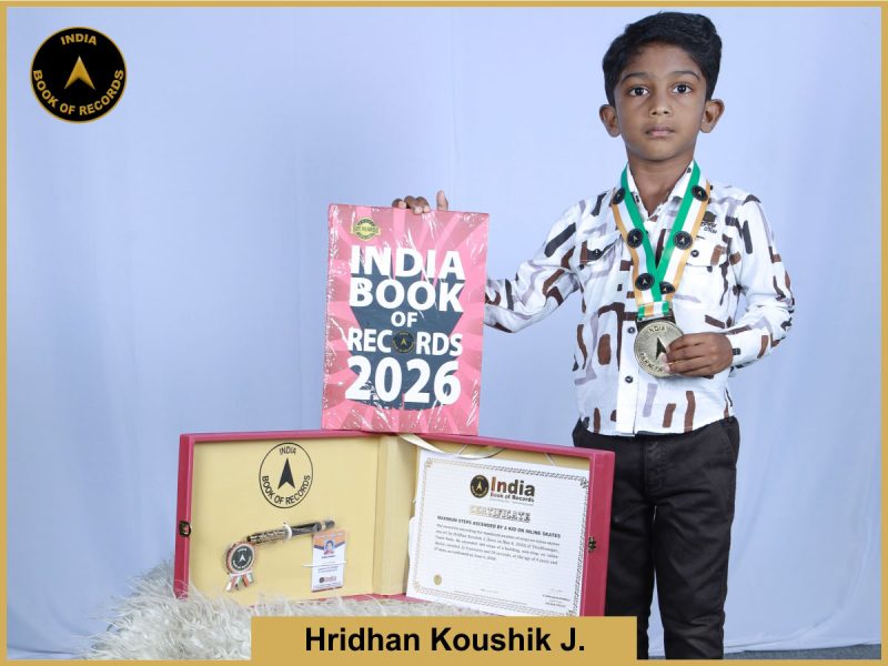 Hridhan Koushik J, Maximum steps ascended by a kid on inline skates.
