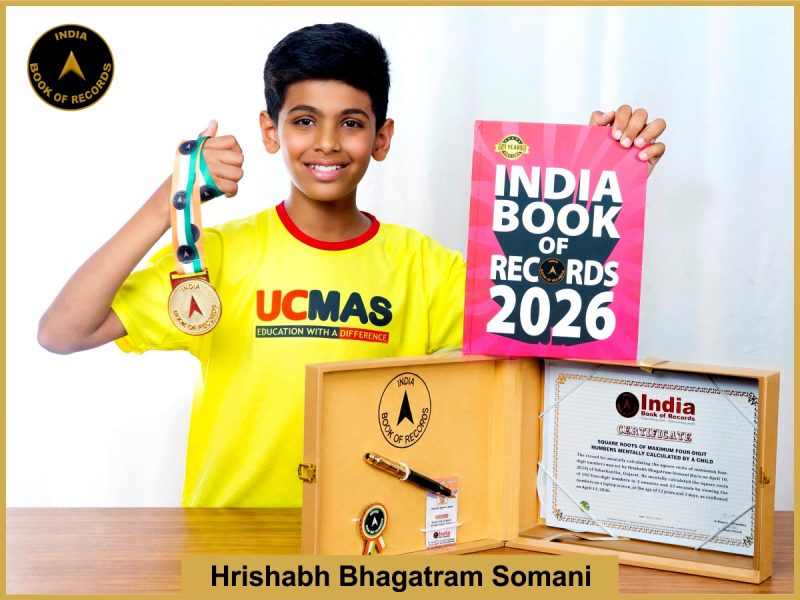 Image of Hrishabh Bhagatram Somani, Square roots of maximum four-digit numbers mentally calculated by a child.