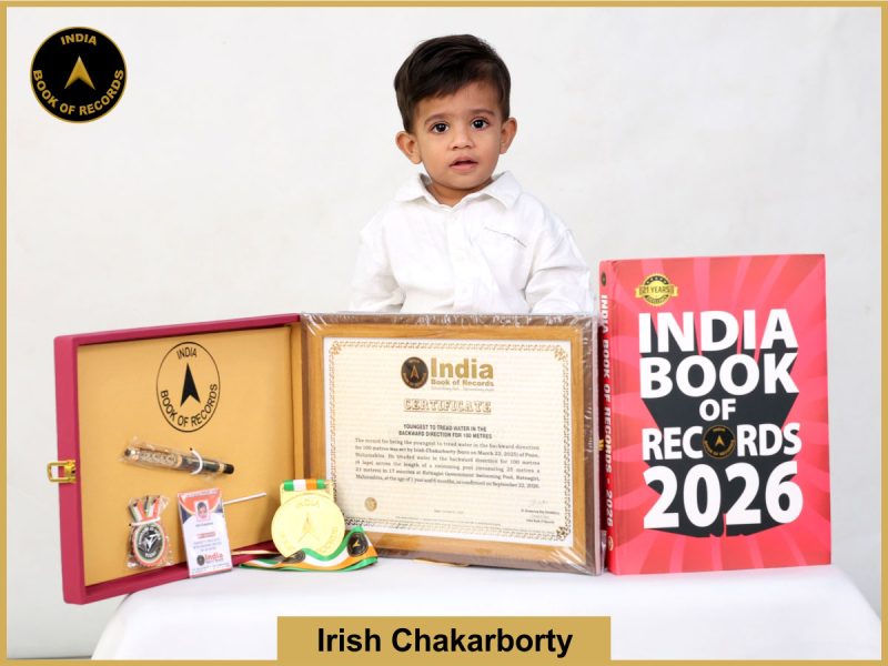 Pic of Irish Chakarborty, Youngest to tread water in the backward direction for 100 metres.