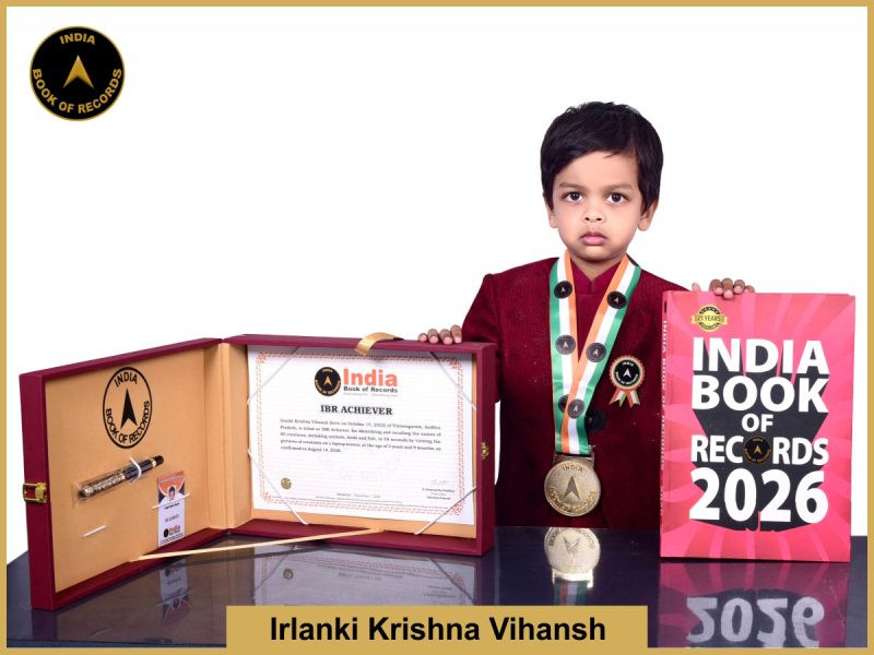 Image of Irlanki Krishna Vihansh with ibr achiever certificate.