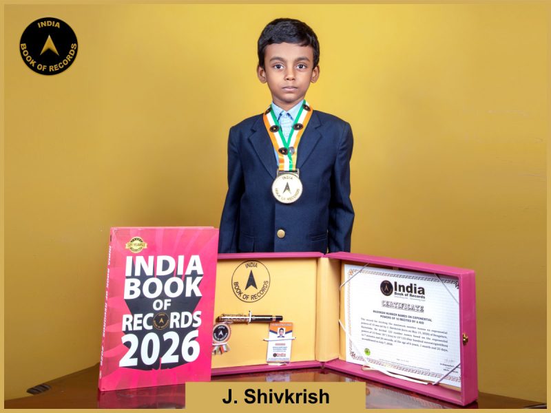 Image of J Shivkrish, Maximum number names on exponential powers of 10 recited by a kid.