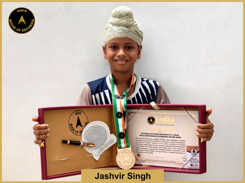 Pic of Jashvir Singh, Maximum distance covered by a child while performing a standing broad jump.
