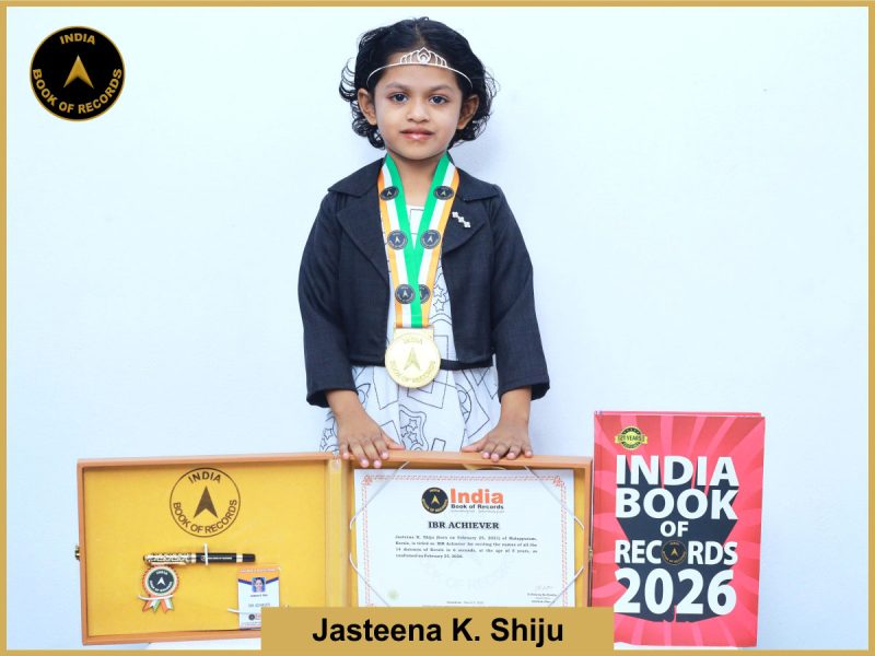 Image of Jasteena K. Shiju with IBR Achiever certificate.