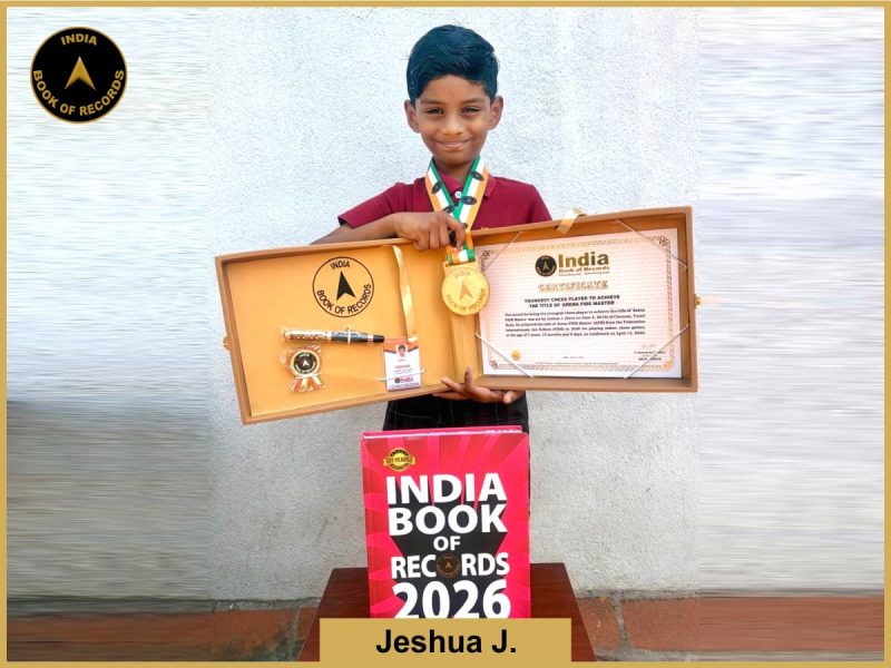 Image of jeshua J, Youngest chess player to achieve the title of 'Arena FIDE Master'