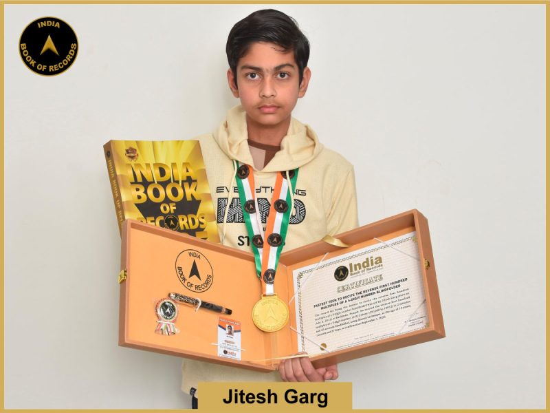 Fastest teen to recite the reverse first hundred multiples of a 5-digit number blindfolded 