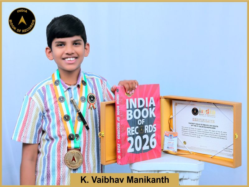 Fastest child to recite 350 digits of the Pi value blindfolded