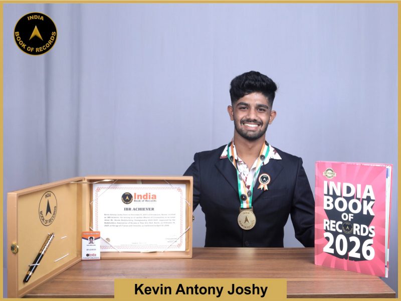 Image of Kevin Antony Joshy with IBR Achiever Certificate.