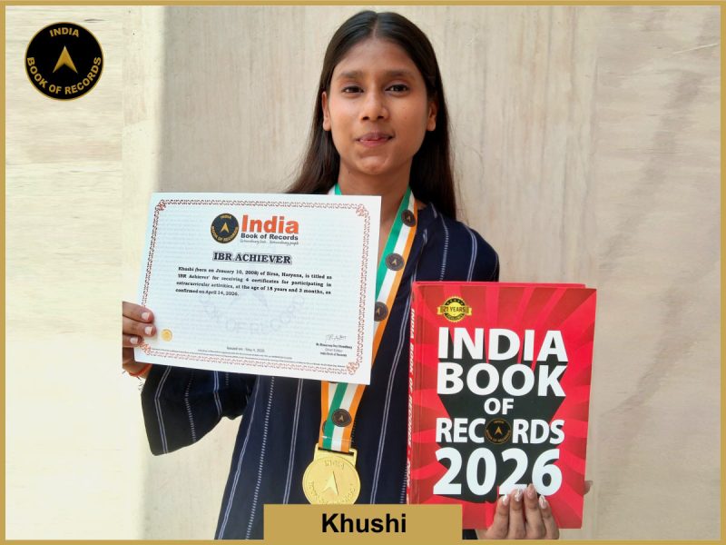 Image of Khushi with IBR Achiever Certificate.