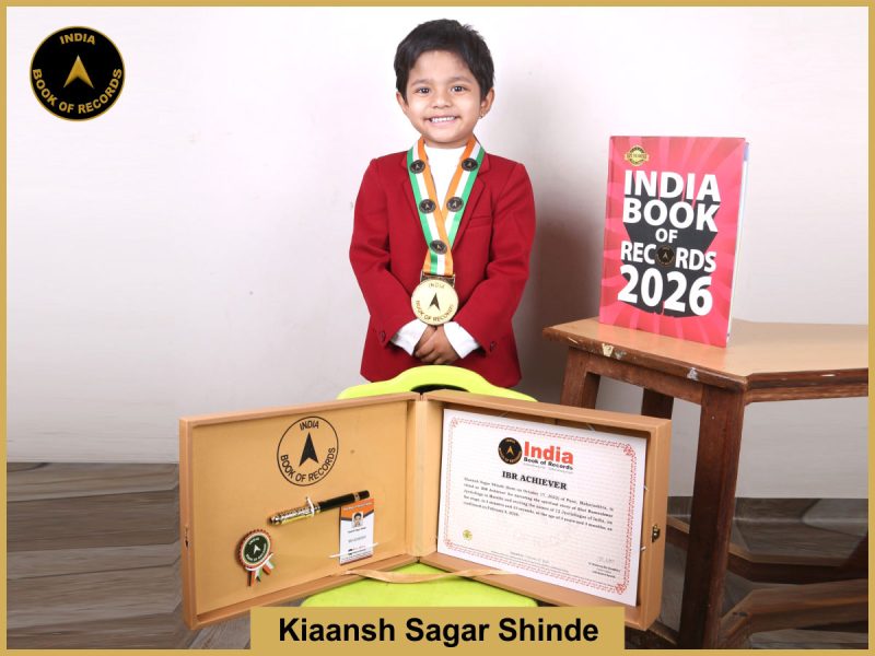 Image of Kiaansh Sagar Shinde with IBR Achiever certificate.