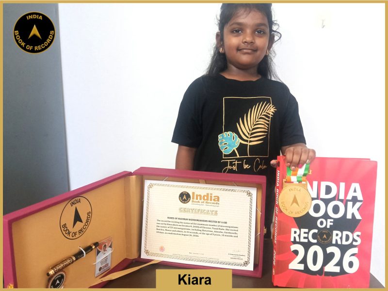 Pic of Kiara, Names of maximum microorganisms recited by a kid.