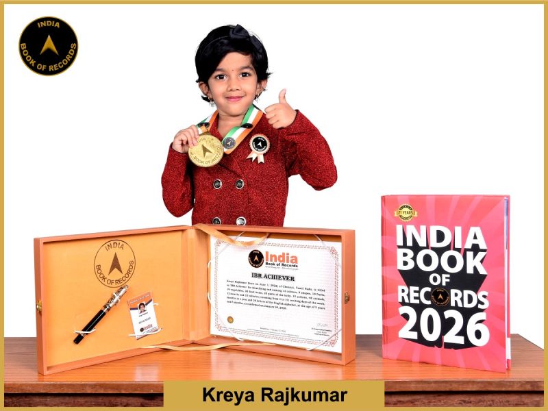 Image of Kreya Rajkumar with IBR Achiever certificate.