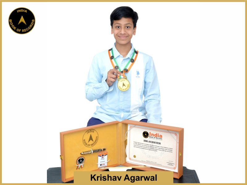 Image of Krishav Agarwal with IBR Achiever Certificate.