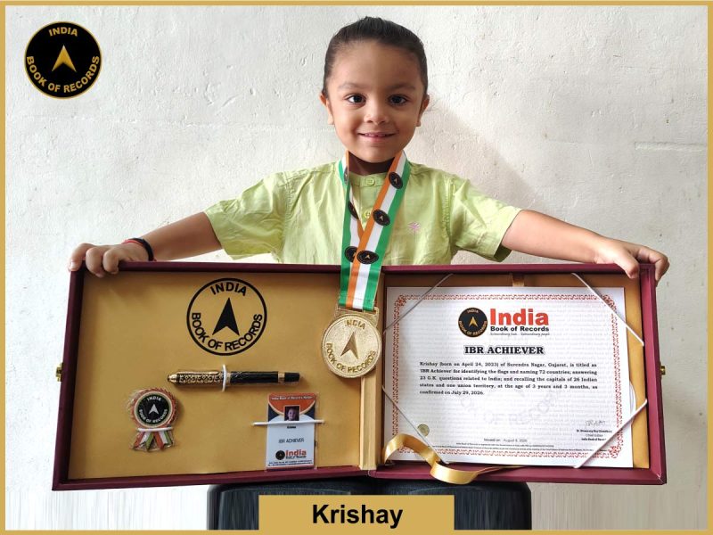 Pic of Krishay with IBR Achiever Certificate.