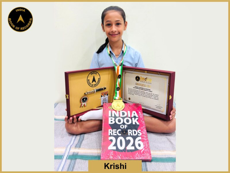 Pic of krishi, Longest duration to perform the Padmasana yoga pose by a child.