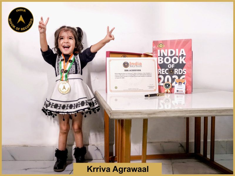 Image of Krriva Agrawaal with IBR Achiever Certificate.