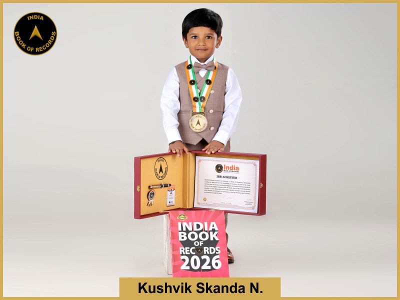 Image of Kushvik Skanda N. with IBR Achiever Certificate.