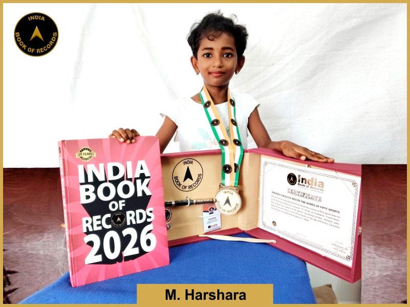 Image of M Harshara, Fastest child to recite the names of fifty sports.