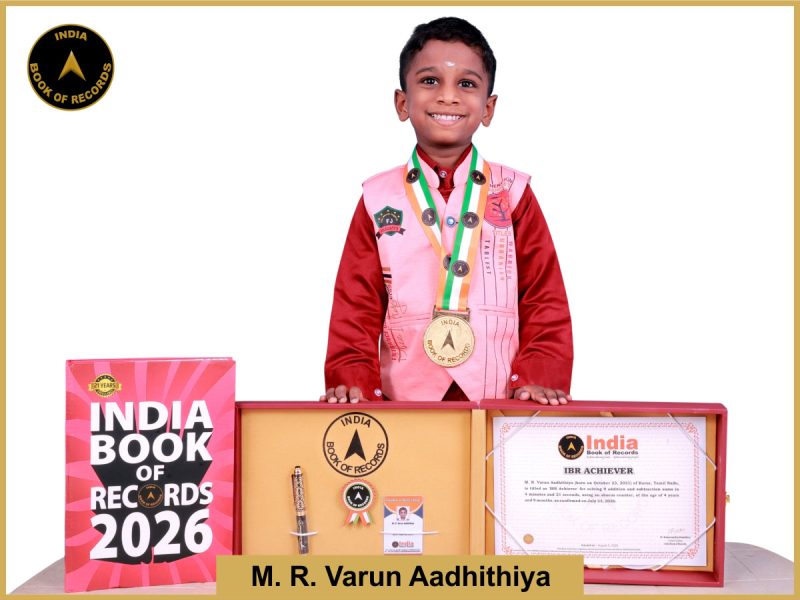Image of M. R. Varun Aadhithiya with IBR Achiever Certificate.