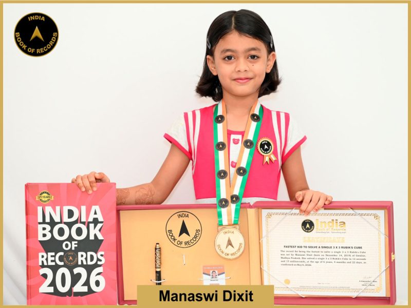 Image of Manswawi Dixit, Fastest kid to solve a single 3 x 3 Rubik’s Cube.