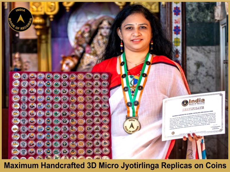 Maximum Handcrafted 3D Micro Jyotirlinga Replicas on Coins.