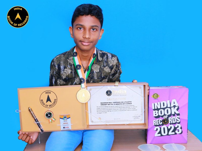 Maximum ball tappings on a plastic Cricket bat in 15 minutes by a child
