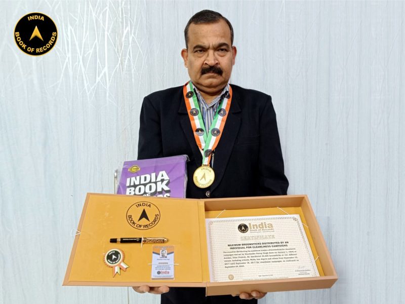 Maximum broomsticks distributed by an individual for cleanliness campaigns
