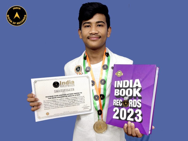 Maximum hand written letters posted to the Prime Minister of India by a teen