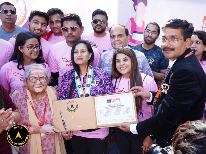 Maximum mothers and children participating in a walkathon