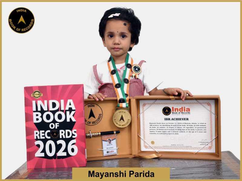 Image of Mayanshi Parida with IBR Achiever Certificate.