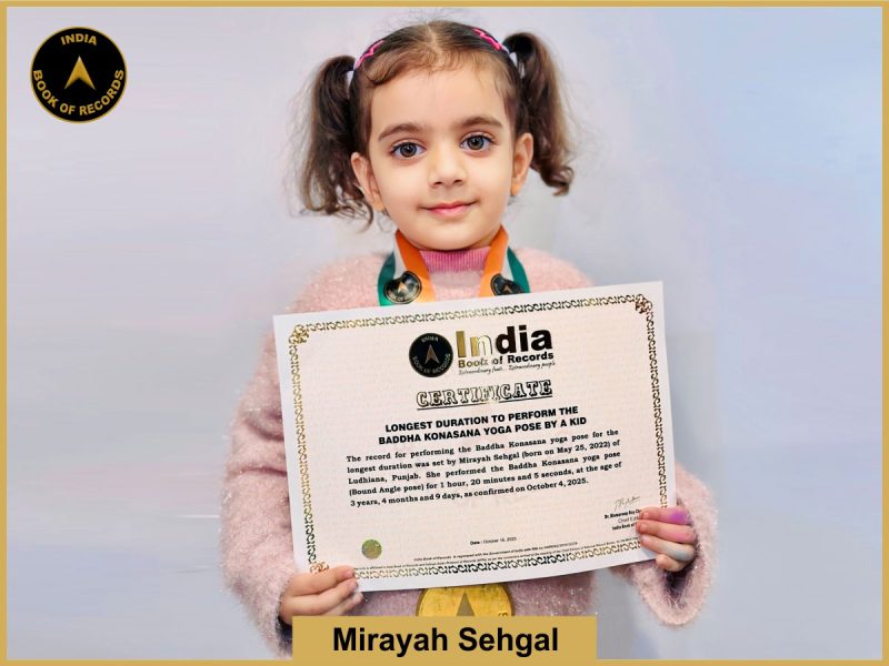 Longest duration to perform the Baddha Konasana yoga pose by a kid