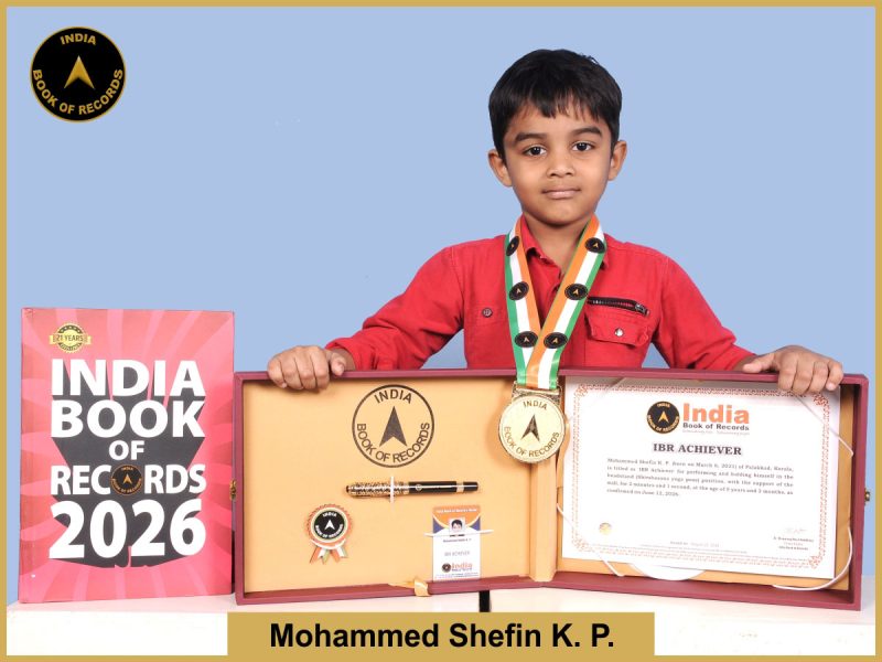 Image of Mohammed Shefin K. P. with IBR Achiever Certificate.