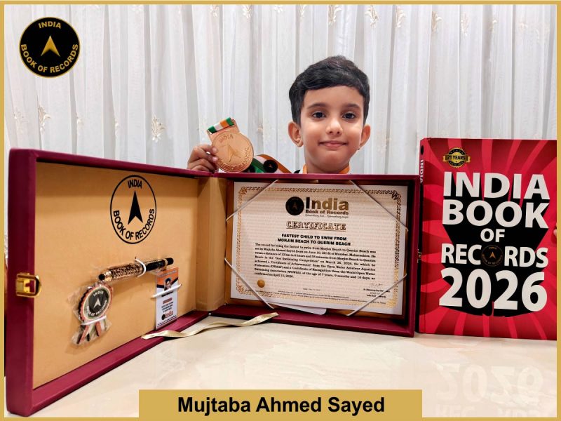 Image of Mujtaba, Ahmed Sayed, Fastest child to swim from Morjim Beach to Querim Beach.