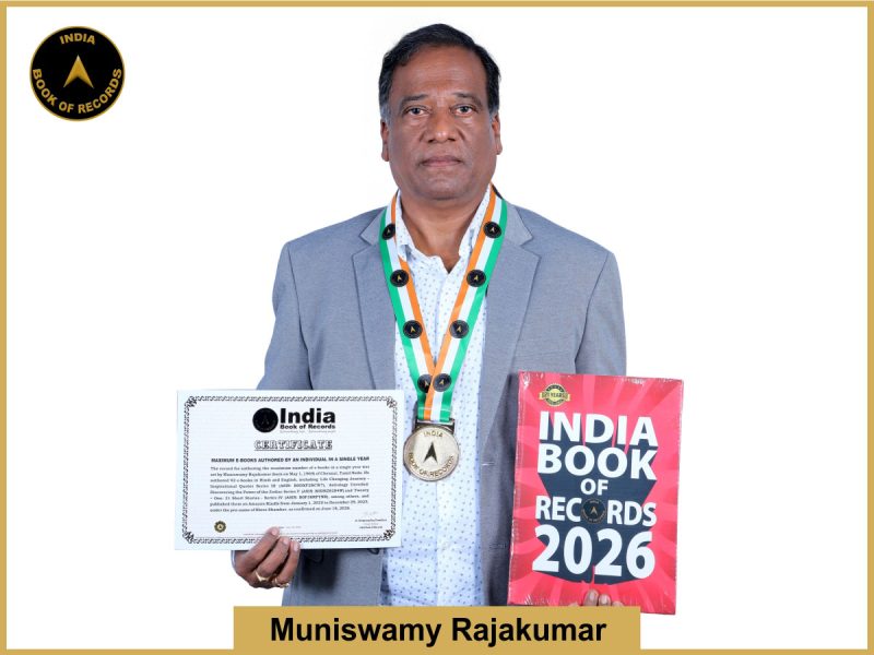 Pic of Muniswamy RajaKumar, Maximum e-books authored by an individual in a single year.