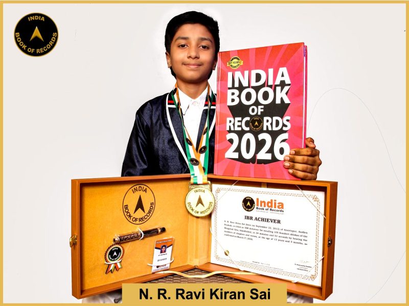 Image of N. R. Ravi Kiran Sai with IBR Achiever certificate.