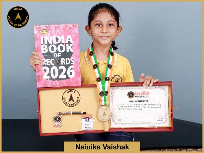 Image of Nainika Vaishak with IBR Achiever Certificate.