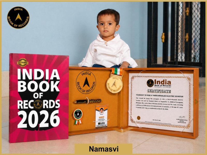 Image of Namasvi, Youngest to ride a three-wheeled electric scooter.