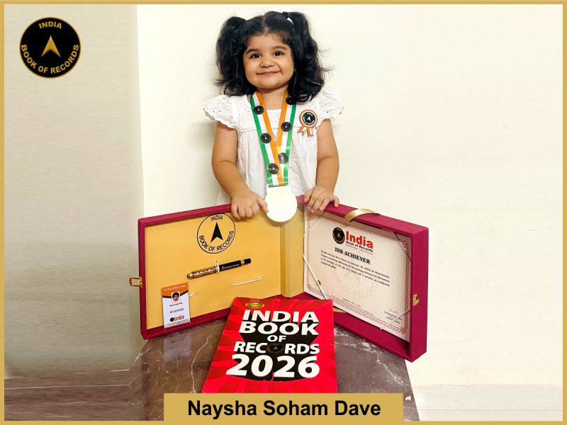 Image of Naysha Soham Dave with IBR Achiever certificate.