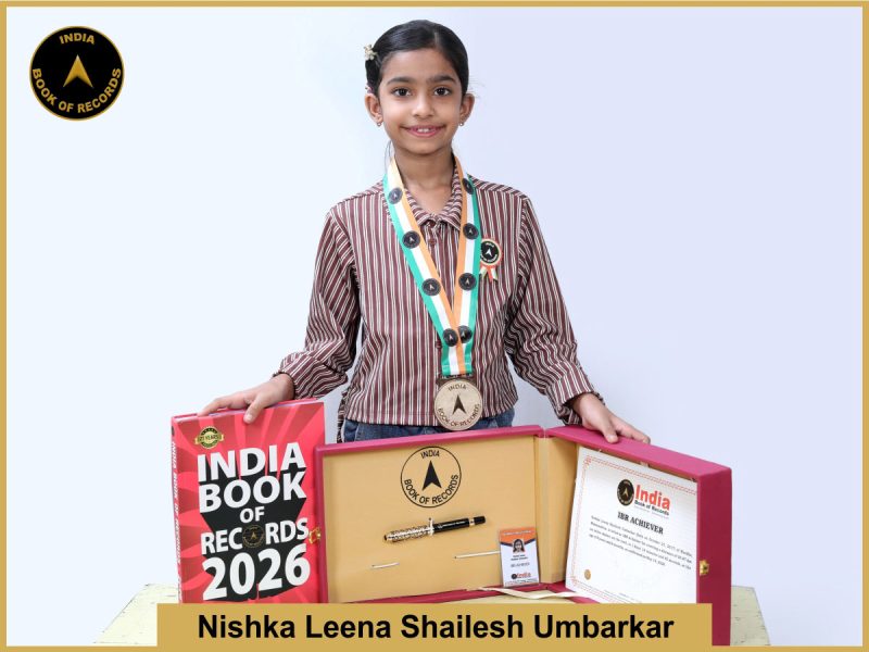 Pic of Nishka Leena Shailesh Umbarkar with IBR Achiever Certificate.