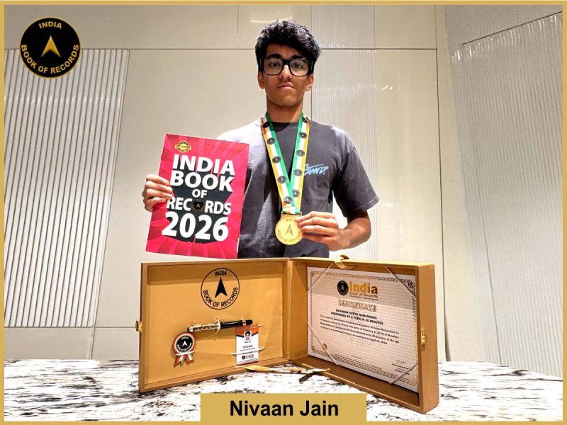 Image of Nivaan Jain, Maximum Surya Namaskars performed by a teen in 30 minutes.
