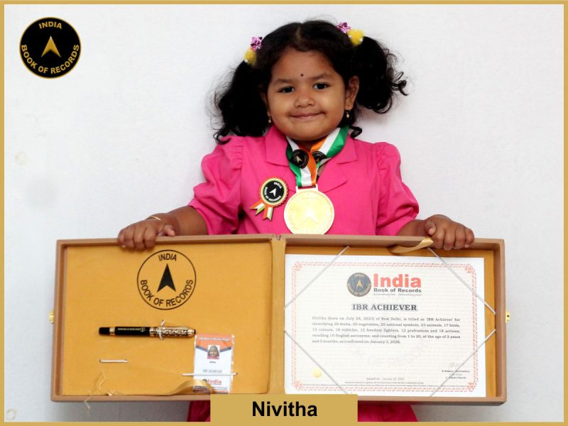 Image of Nivitha with IBR Achiever certificate.