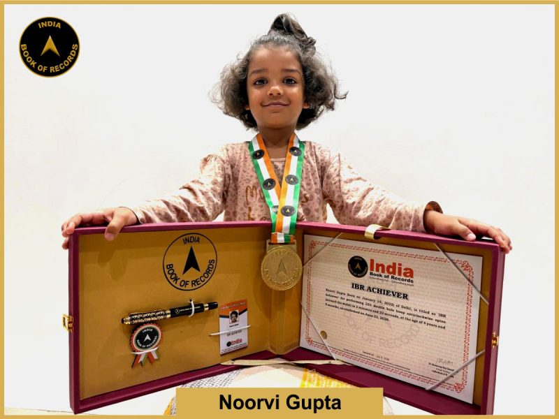 Image of Noorvi Gupta with IBR Achiever Certificate.